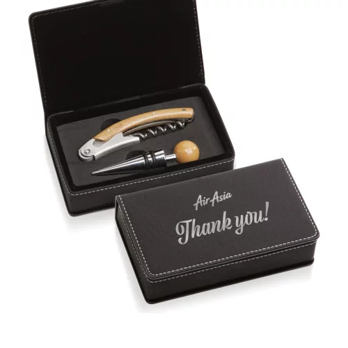 Loretto Wine Accessory Set - 2pc Black/Silver