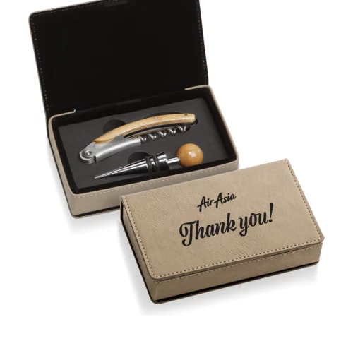 Loretto Wine Accessory Set - 2pc Light Brown