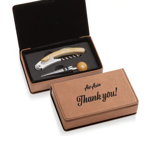 Loretto Wine Accessory Set - 2pc Rawhide