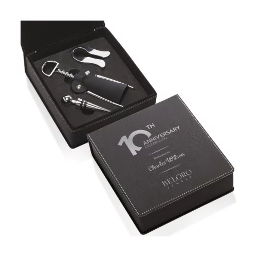 Falkland Wine Accessory Set - 3pc Black/Silver