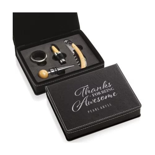 Norene Wine Accessory Set - 4pc Black/Silver