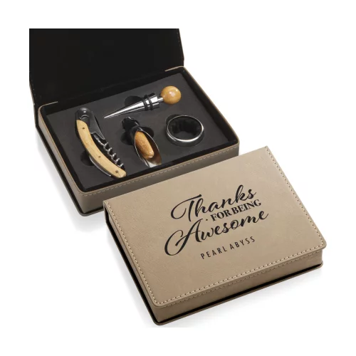 Norene Wine Accessory Set - 4pc Light Brown