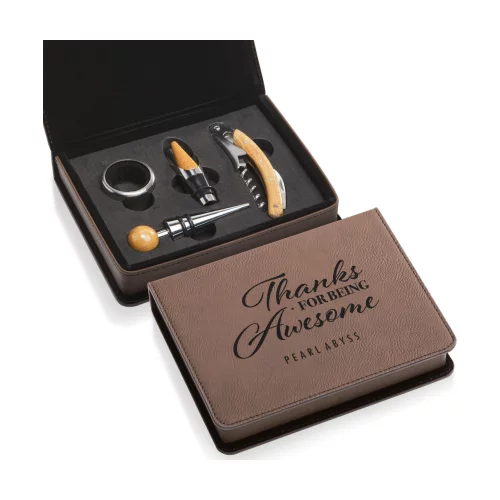 Norene Wine Accessory Set - 4pc Dark Brown
