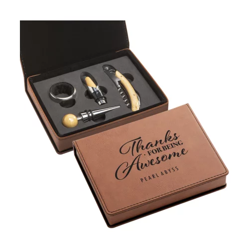 Norene Wine Accessory Set - 4pc Rawhide