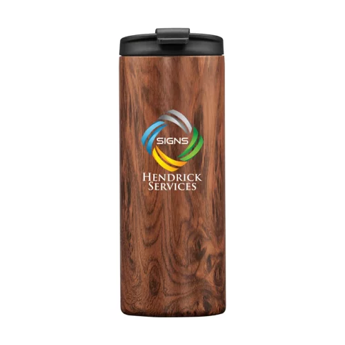 Le gobelet à paroi double Renzi - 12 oz en bois.