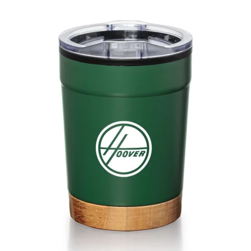 Gobelet double paroi Eduardo avec base en bambou - 12 oz vert