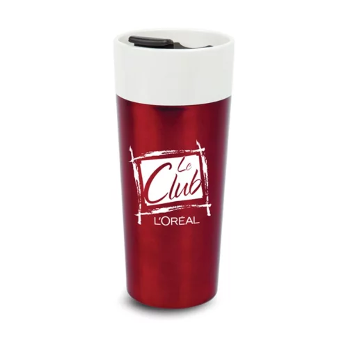 Le gobelet brillant en acier inoxydable/céramique - 16 oz rouge