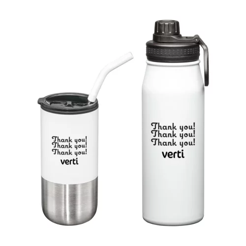 Ensemble cadeau polyvalent de gobelet et bouteille - Blanc