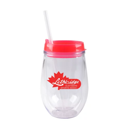 Gobelet en acrylique double paroi Bev2Go de 10 oz avec paille
