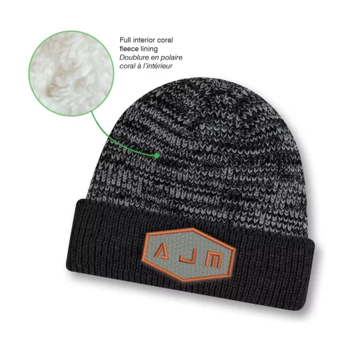 Marl Cuff Toque w/Polyester Coral Fleece Lining