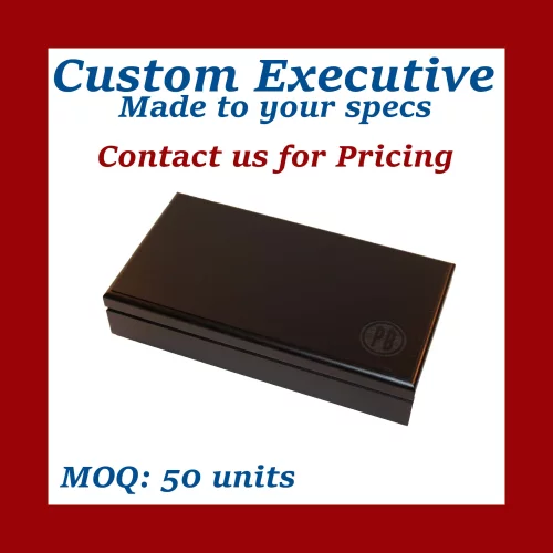 Boîte en bois de noyer américain, teinture noire et laque personnalisée - Fabriquée sur commande, quantité minimale réduite