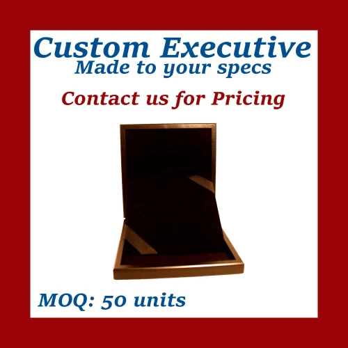 Boîte de présentation personnalisée en noyer américain, teinture noire et laque - Fabriquée sur commande, quantités minimales réduites.