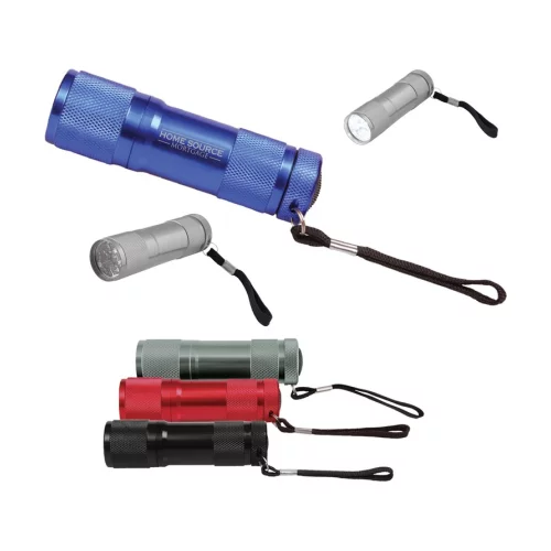 Lampe de poche en métal avec 9 LED