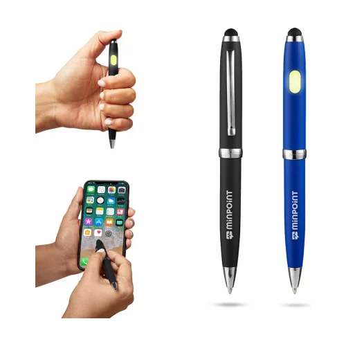 Stylo à bille métallique avec stylet COB