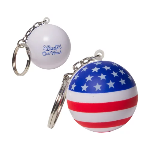 Porte-clés en forme de balle anti-stress patriotique