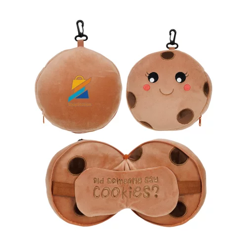Coussin Cookie Comfort Pals™ 2-en-1 avec masque de sommeil