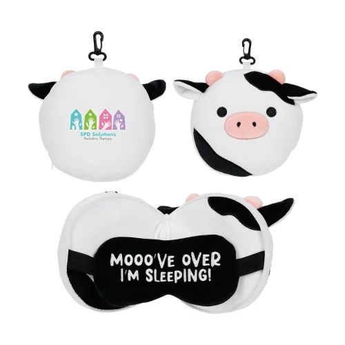 Coussin Comfort Pals™ Vache 2-en-1 Masque de Sommeil