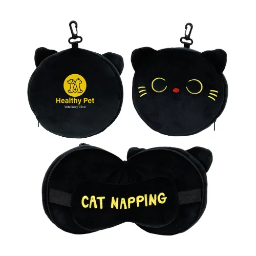 Coussin 2-en-1 et masque de sommeil Comfort Pals™ pour chat