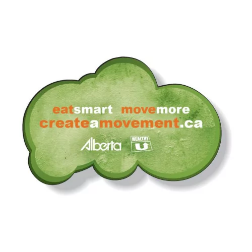 Aimant personnalisé .020 de 3 à 4 pouces carrés en couleur haute résolution, avec revêtement supérieur en vinyle blanc.