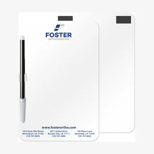 Kits de tableau mémo magnétique en plastique premium, forme rectangulaire 5,5"x8,25", couleur complète, stylo et clip.