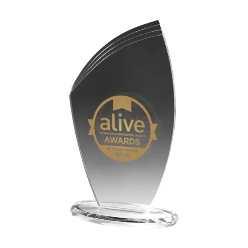 Prix en acrylique Clear Allure (4 1/2" x 8" x 3/8") sérigraphié.