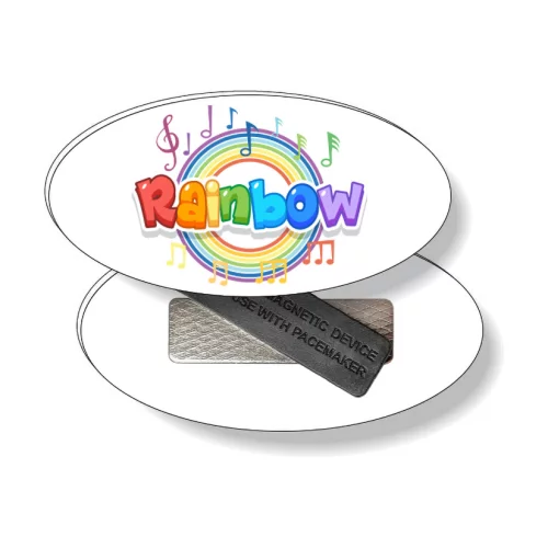 .050 Badges Magnétiques - Ovale (1,5"x3"), Impression en Couleur Complète