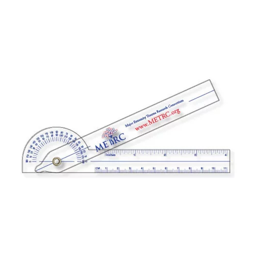 .040 Clear Plastic Goniometer (1.5" x 11.4") Screen-printed