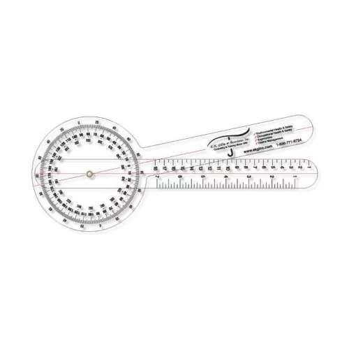 Goniomètre en plastique transparent de forme standard (5"x19.875")