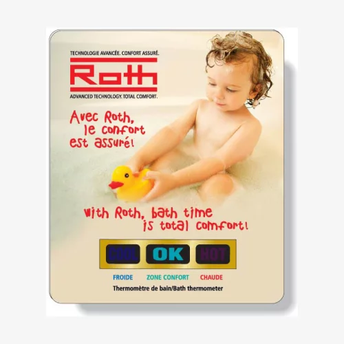 Thermomètre de bain en PVC blanc 0,020, rectangle standard (3"x3,5"), couleur pleine