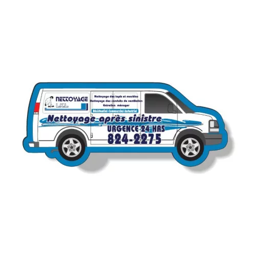 Aimant personnalisé de 0,020 pouce, 9 à 10 pouces carrés, sérigraphié, finition vinyle blanc mat.