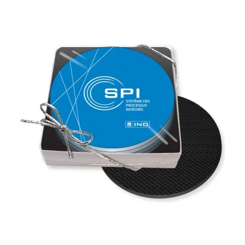 Gift Boxed Set of 4 Premium Round Coasters .100 Gloss Copolyester Top & 1/16" cork base Full Colour