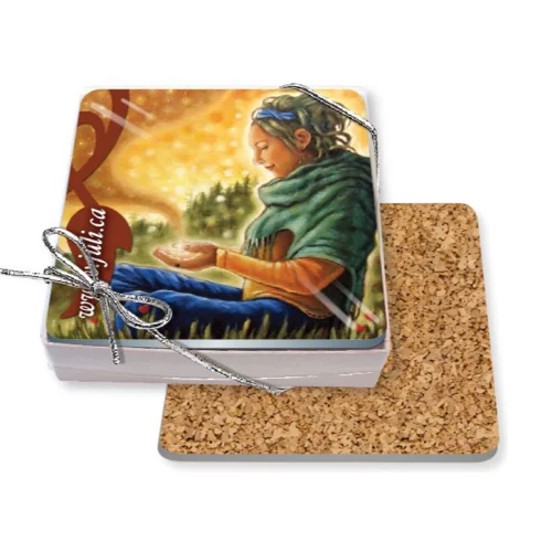 Gift Boxed Set of 4 Premium Square Coasters .100 Gloss Copolyester Top & 1/16" cork base Full Colour