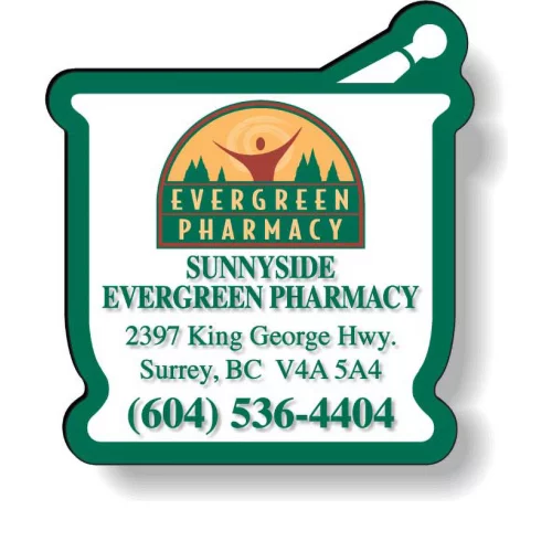 Pilon et mortier aimanté en stock .020 (1,94" x 2,125"), impression numérique en couleur, revêtement supérieur en vinyle blanc.