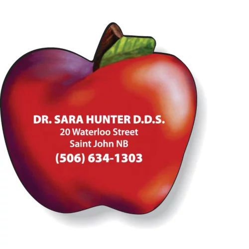 Aimant Apple en stock .020 (2,25" x 2,31"), haute résolution, couleur numérique complète, revêtement supérieur en vinyle blanc.