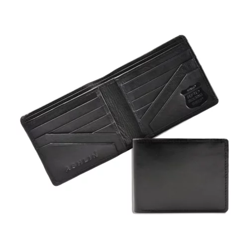 Portefeuille en cuir de vache Napa avec blocage RFID pour homme Barron de la marque Ashlin® avec poche inclinée.