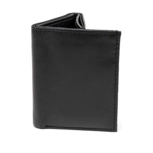 Portefeuille en cuir noir minuit Bryson à trois volets pour homme de la marque Ashlin® Designer