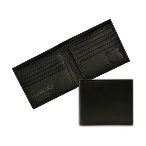 Portefeuille en cuir de cachemire noir minuit Ashlin Designer Bernard avec protection RFID et 10 poches pour cartes.