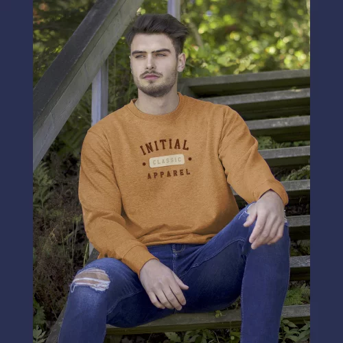 Pull unisexe à col rond initial