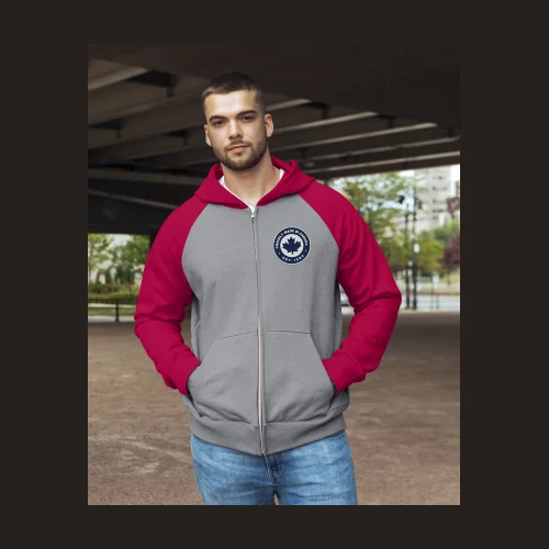 Sweat à capuche unisexe Ethica à fermeture éclair intégrale et manches raglan