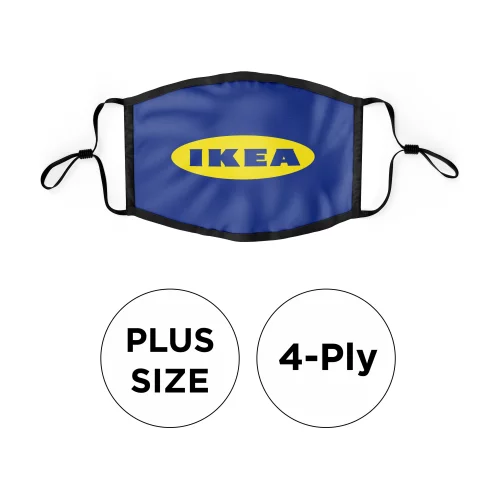 Masque - Plat 4 plis en coton sérigraphié ajustable en plus