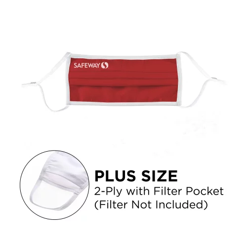 Masque - Plissé 2 épaisseurs avec poche en coton sérigraphié ajustable en plus