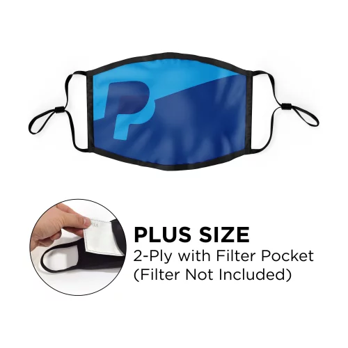 Masque - Plat 2 plis avec poche en polyester de couleur pleine réglable pour oreilles de grande taille