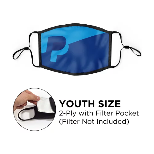 Masque - Plat 2 plis avec poche en polyester de couleur pleine, taille ajustable pour jeunes