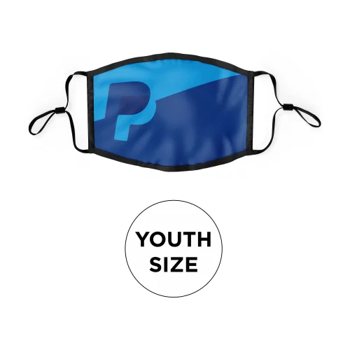 Masque - Plat 2 plis en polyester de couleur pleine, ajustable aux oreilles, taille jeunesse.