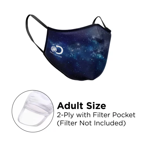 Masque - 3D 2 plis avec poche en polyester couleur pleine, oreilles fixes, adulte