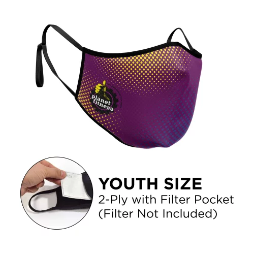 Masque - 3D 2 plis avec poche en polyester couleur pleine, taille ajustable pour jeunes.