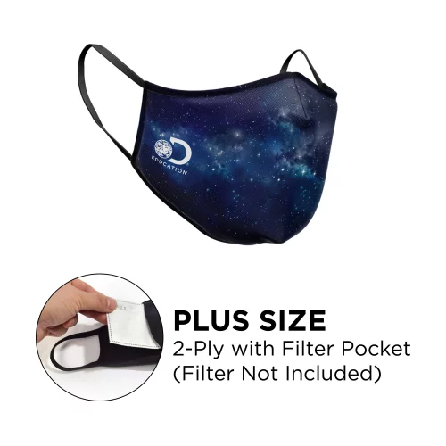 Masque - 3D 2 plis avec poche en polyester couleur pleine taille plus avec oreilles fixes.