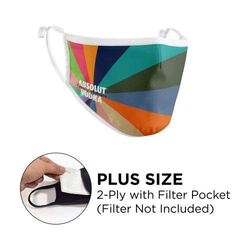 Masque - 3D 2 plis avec poche en polyester de couleur pleine, ajustable aux oreilles, taille plus