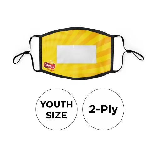 Masque avec fenêtre en PVC 2 plis en polyester de couleur pleine, ajustable aux oreilles, taille jeunesse.