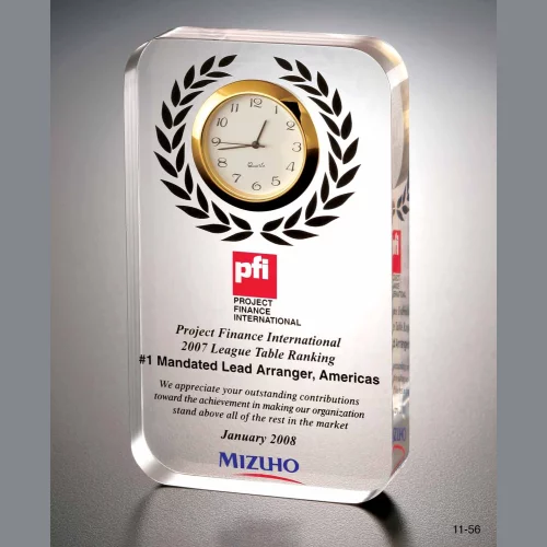Lucite Rectangle Award Clock